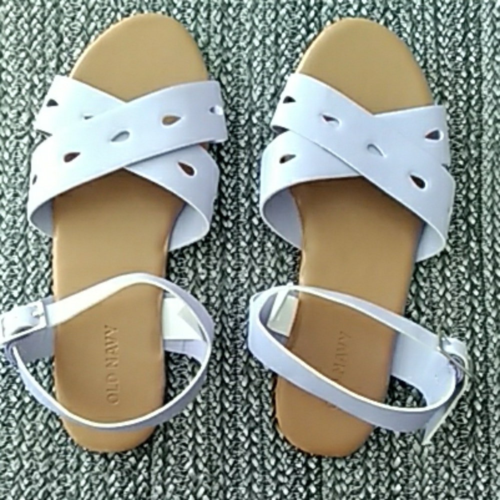 Old Navy Faux Leather sandals purple girls size 2